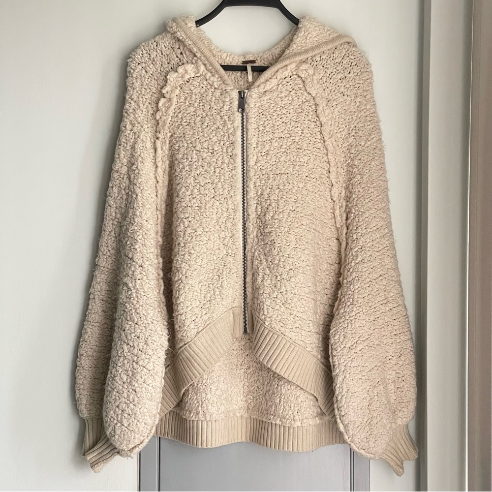 FREE PEOPLE Furry Time Bouclé Hooded Jacket